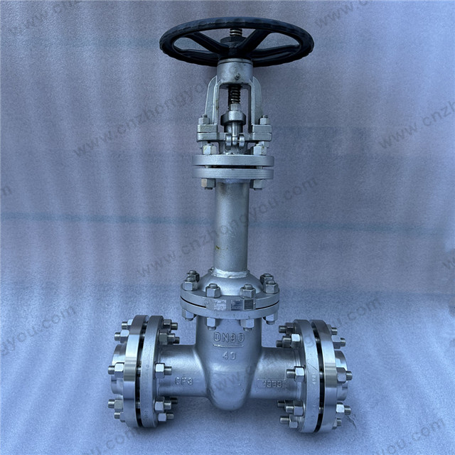 DIN Bellow Sealed Gate Valve, DN80 PN40, ASTM A351 CF3 Body, F316Ti Bellows, Flanged Ends