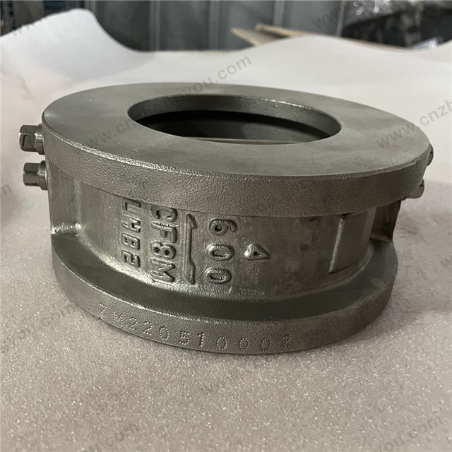 Dual Plate Wafer Check Valve, 4'' 600LB, ASTM A351 CF8M Body, F316+STL12 Seat, RF Ends