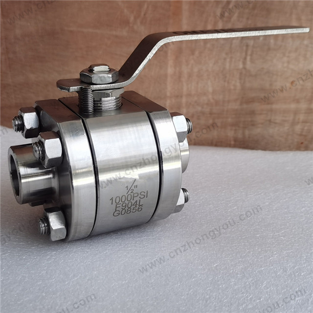 F904L Floating Ball Valve, 0.5'' 1000PSI, ASTM A182 F904L Body, ASTM A182 F904L Trim, SW Ends