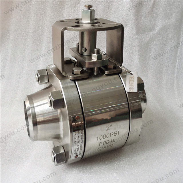 ISO5211 Flange Forged Ball Valve, 2'' 1000PSI, ASTM A182 F904L Body, ASTM A182 F904L Trim, BW Ends